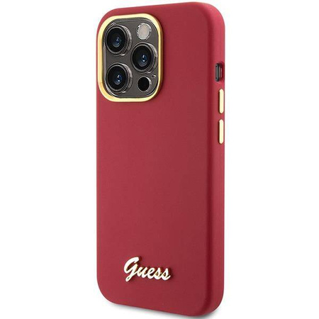 Guess nakładka do iPhone 15 Pro 6,1&quot; GUHCP15LSMBSLM magenta HC SILICONE SCRIPT METAL LOGO & FRAME