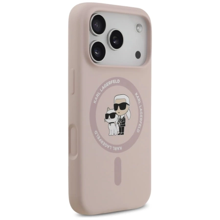 Karl Lagerfeld Silikon Karl&Choupette Ring MagSafe Case für iPhone 17 Pro - Pink