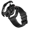 Kingxbar CYF148 2in1 Rugged Case for Apple Watch SE, 6, 5, 4 (44 mm) Stainless Steel with Strap Black