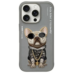 Nimmy etui iPhone 16 Pro 6.3" szary/gray  Glasses Cool Dog