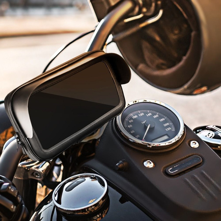 Uchwyt motocyklowy / na skuter na zamek wodoodporny z daszkiem 4,8" - 5,5"