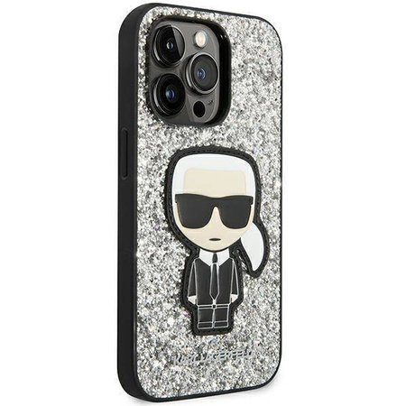 Karl Lagerfeld KLHCP14XGFKPG iPhone 14 Pro Max 6.7" Hardcase silber / silber Glitter Flakes Ikonik