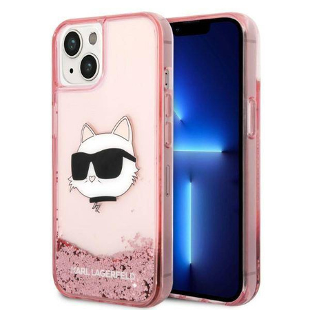 Karl Lagerfeld Liquid Glitter NFT Choupette Head - Etui iPhone 14 Plus (różowy)