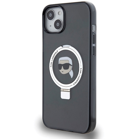 Etui Karl Lagerfeld Ring Stand Karl Head MagSafe na iPhone 15 Plus / 14 Plus - czarne