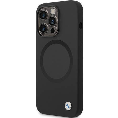 Original Handyhülle IPHONE 14 PRO BMW Signature Liquid Silicone MagSafe (BMHMP14LSILBK2) schwarz