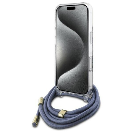 Original Case IPHONE 16 PRO Guess Hardcase Crossbody Cord 4G Print (GUHCP16LHC4SEB) blue