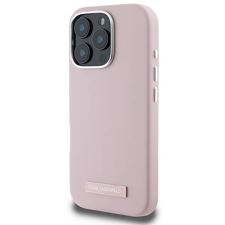 Karl Lagerfeld nakładka do iPhone 16 Pro Max 6,9&quot; KLHMP16XPGMSRPP różowa Hardcase FW Metal Plate MagSafe