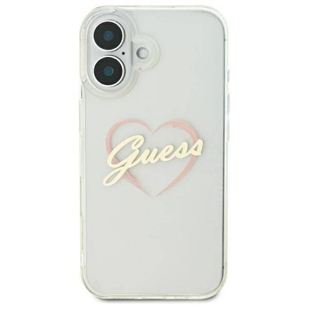Original Handyhülle IPHONE 16 Guess Hardcase IML Heart (GUHCP16SHCHGSPT) transparent