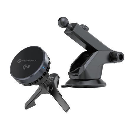 FORCELL F-GRIP Cool Mag uchwyt samochodowy magnetyczny do szyby / kratki z technologią chłodzenia Cold Protect i ładowaniem indukcyjnym kompatybilny z MagSafe Qi2 15W czarny
