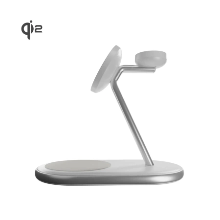 Puro Mag Station Qi2 3-in-1 Kabelloses Ladegerät Kompatibel mit MagSafe - Weiß