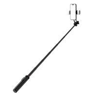 Selfie stick WC12YDS 1.3m aluminum alloy telescopic tripod with dual lamp and phone holder - black