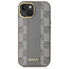 DKNY Leather Checkered Mono Pattern MagSafe-Hülle für iPhone 15 Plus – Beige