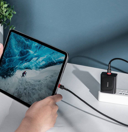Baseus Cafule nylonowy kabel przewód USB Typ C Power Delivery 2.0 100W 20V 5A 2m czarny (CATKLF-AL91)