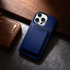 iCarer Case Leather pokrowiec etui z naturalnej skóry do iPhone 14 Pro Max niebieski (WMI14220708-BU) (kompatybilne z MagSafe)