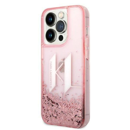 Karl Lagerfeld Liquid Glitter Big Logo Case - Etui iPhone 14 Pro (różowy)