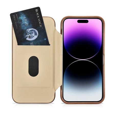 iCarer CE Premium Leather Folio Case iPhone 14 Pro Magnetic Flip Leather Folio Case MagSafe braun (WMI14220714-BN)