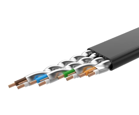 Ugreen Flat Cable Internet Network Cable Ethernet Patchcord RJ45 Cat 7 STP LAN 10 Gbps 10m Black (NW106 11265)