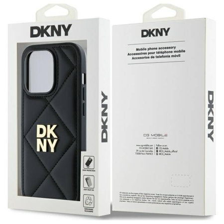 Original Handyhülle IPHONE 14 PRO MAX DKNY Quilted Stack Logo (DKHCP14XPQDSLK) schwarz