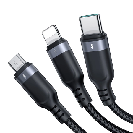 Joyroom Multi-Use Series S-A18 3in1 USB-A - Lightning / USB-C / micro USB cable 0.3m - black