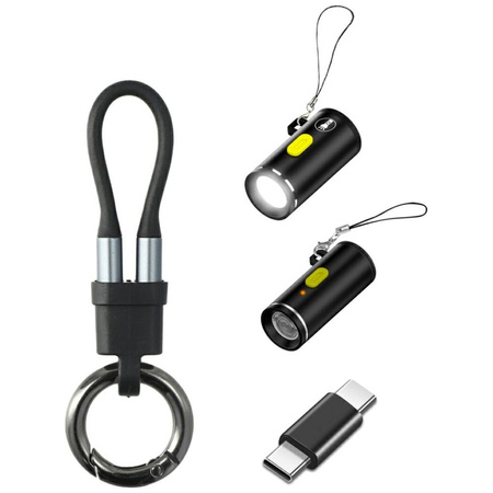 Zestaw akcesoriów 4w1 4smarts Explorer   kabel brelok USB-C, adapter USB-C do USB-C, zapalniczka USB-C, latarka USB-C, czarny