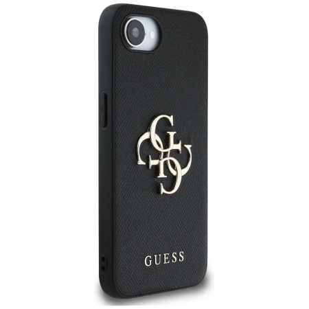 Etui Guess PU Grained 4G Metal Logo na iPhone 16e - czarne