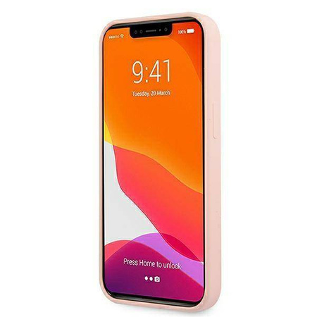 Guess GUHMP13MLSLMGLP iPhone 13 6.1 "Hellrosa / Hellrosa Hardcase Silikonschrift Gold Logo Magsafe