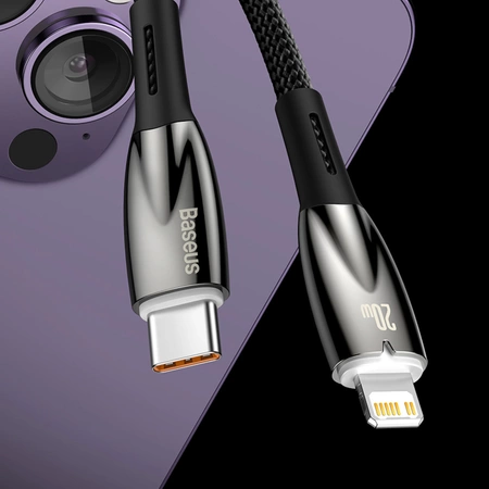 Baseus Glimmer Series kabel do szybkiego ładowania USB-C - Lightning 480Mb/s PD 20W 1m biały