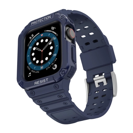 Pasek z etui ochronnym Protect Strap Band do Apple Watch 38 / 40 / 41 mm opaska obudowa pancerna - niebieski