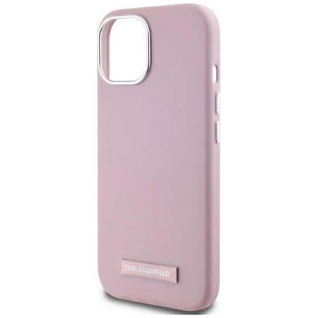 Karl Lagerfeld FW Metal Plate MagSafe iPhone 15 Case - Pink