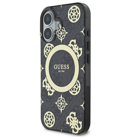 Original Case IPHONE 16 Guess Hardcase IML Peony On 4G Background MagSafe (GUHMP16SH4PYEEK) black