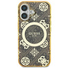 Original Handyhülle IPHONE 16 Guess Hardcase IML Peony On 4G Background MagSafe (GUHMP16SH4PYEEW) braun