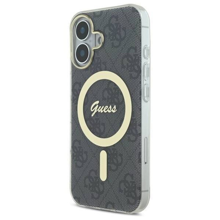 Original Handyhülle IPHONE 16 PLUS Guess Hardcase IML 4G MagSafe (GUHMP16MH4STK) schwarz