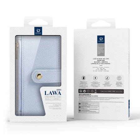 Dux Ducis Lawa iPhone 16 Pro Lederhülle mit abnehmbarer magnetischer Brieftasche - Blau