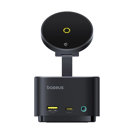 Hub USB-C 7w1 Baseus MagPro Series II z ładowarką kompatybilną z MagSafe 15W + HDMI + USB-A + USB-C + SD/TF - czarny