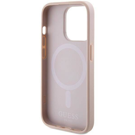 Guess Saffiano MagSafe Hülle für iPhone 15 Pro – Rosa