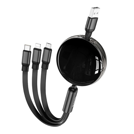 HOCO kabel 3w1 USB A do Lightnig / Micro USB / Typ C 2A X78 1 m czarny