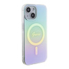 Original Handyhülle APPLE IPHONE 15 Guess Hardcase IML Iridescent MagSafe (GUHMP15SHITSQ) türkis