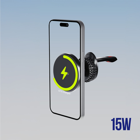 Allity uchwyt samochodowy do kratki ACH-300 magnetyczny z ładowaniem bezprzewodowym czarny 15W