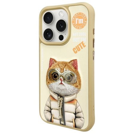Nimmy etui iPhone 15 Pro 6.1" khaki  Cool&Cute 2.0 Cat