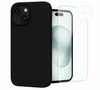 Etui do iPhone 15 czarne + Szkło na ekran + Szkło na aparat