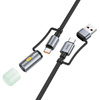 HOCO kabel All-in-one USB A / Typ C do Typ C / LED Light 3A 60W U138 1,2 m czarny