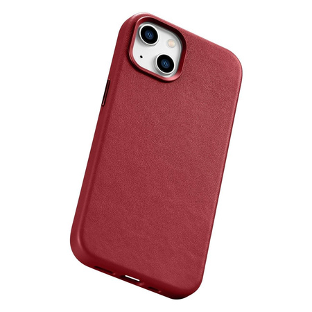 iCarer Case Leather pokrowiec etui z naturalnej skóry do iPhone 14 Plus czerwony (kompatybilne z MagSafe)
