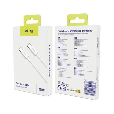 Allity kabel AUC-03 USB-C - USB-C 2,0 m 100W biały