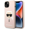 Original Handyhülle IPHONE 14 PLUS Karl Lagerfeld Hardcase Silicone Karl`s Head Magsafe hell-pink