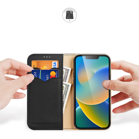 Dux Ducis Hivo echt Leder booktype case schutzhülle aufklappbare hülle für iPhone 14 Plus schwarz