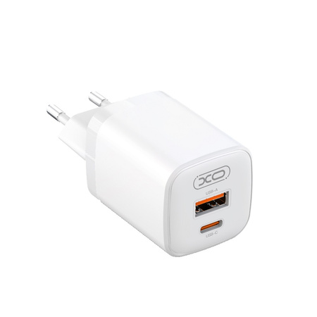 XO ładowarka sieciowa L96 PD 30W QC 3.0 18W 1x USB 1x USB-C biała + kabel USB-C - Lightning
