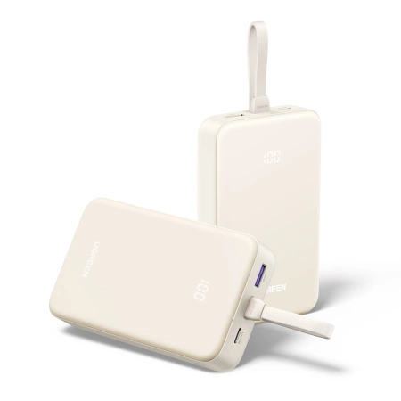 Ugreen PB505 Powerbank 20000 mAh 22,5 W USB-C USB-A integriertes USB-C-Kabel – Weiß