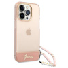Guess Translucent Pearl Strap - Etui iPhone 14 Pro Max (różowy)