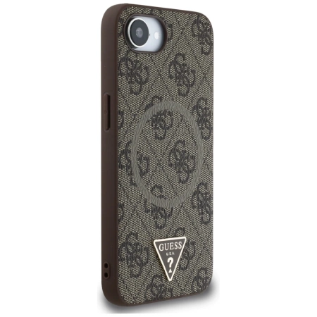 Guess 4G Ring Triangle Logo MagSafe iPhone 16e Hülle - Braun