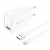 Ładowarka sieciowa Foneng EU54 18W USB-A,  3A (Biała) + kabel USB-A do Lightning